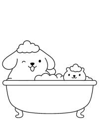 Pompompurin és Muffin a fürdőkádban