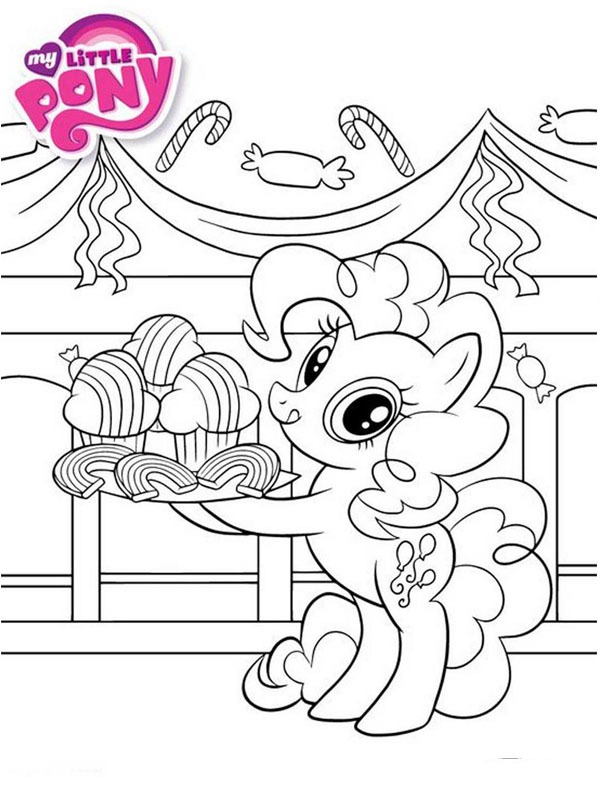 Pinkie Pie tortával Kifestő